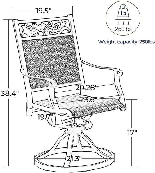 Set of 2 Outdoor Patio Swivel Dining Chairs