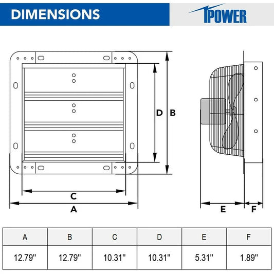 Shutter Exhaust Fan Aluminum,115 V, 60Hz, 63W, 0. 52A, 1630RPM, 705CFM