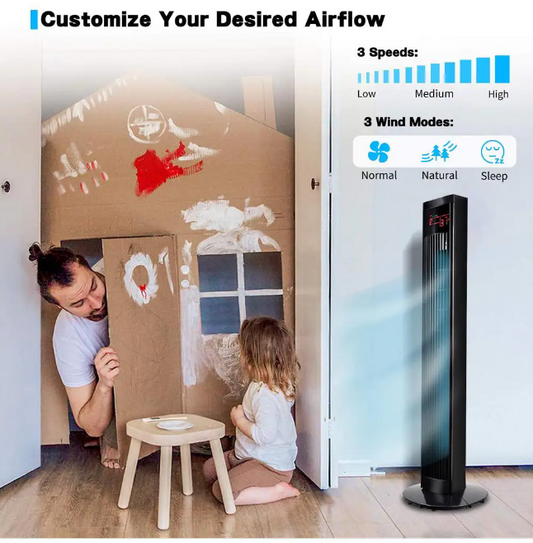 36 Inch Electric Oscillating Tower Fan with Remote Control and Large LED Display Great