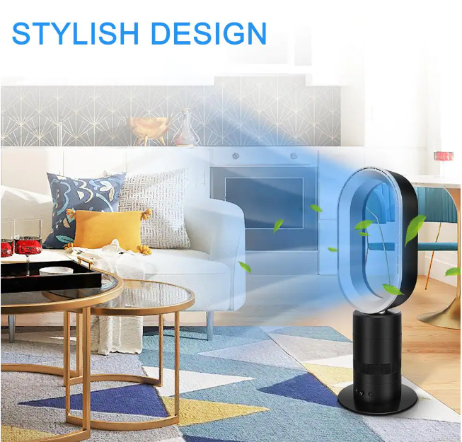 27 inch Bladeless Oscillating Tower Fan, Adjustable Speeds Settings, 90° Swivel, 30-90 min Timing Closure Low Noise-Black