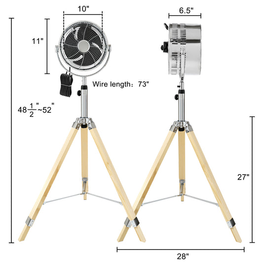 10 Inch Tripod Pedestal Fan, 3-Speed Adjustment, Multiple Wide Angle Standing Fan