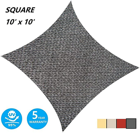 10' x 10' Square Sun Shade Sail UV Block Canopy for Outdoor,Sand
