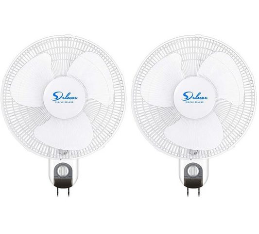 White Wall Mounted Fan 16 Inch Adjustable Tilt, 90 Degrees, 3 Speed Settings