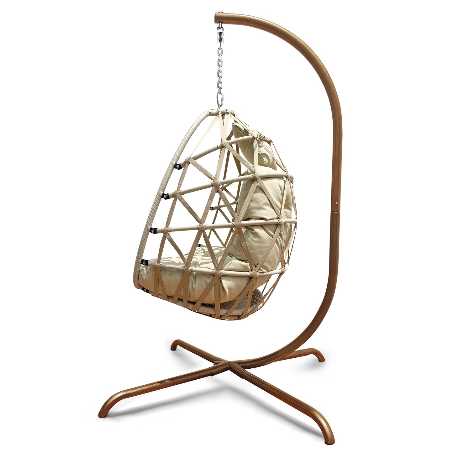 Swing Egg Chair Stand Indoor Outdoor Wicker Rattan Patio Basket Hanging Chair with C Type bracket