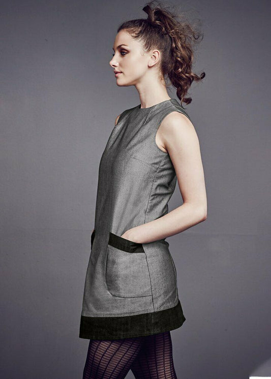 SIMON JERSEY GREY DENIM BEAUTICIANS TUNIC DRESS SLEEVELESS BEAUTY SALON FD0720