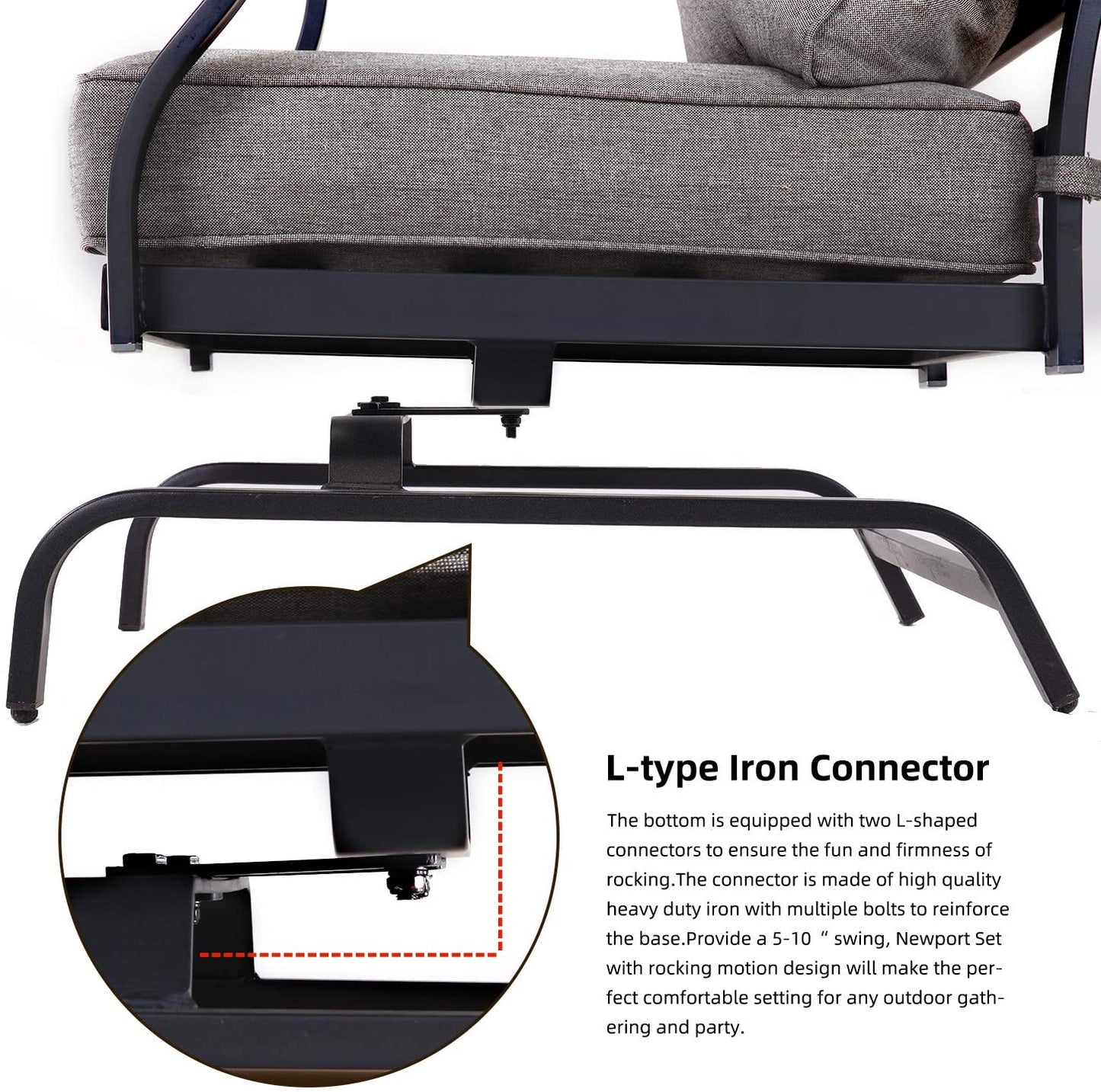 5 PCS Outdoor Patio Conversation Set  Rocking Patio Chair Set