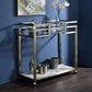 Serving Cart in Clear Glass Faux Marble & Wire Brass Finish