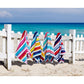 4 Pack 100% Cotton Multicolor Joey Cabana Stripe Beach Pool Towel 32" x 62"