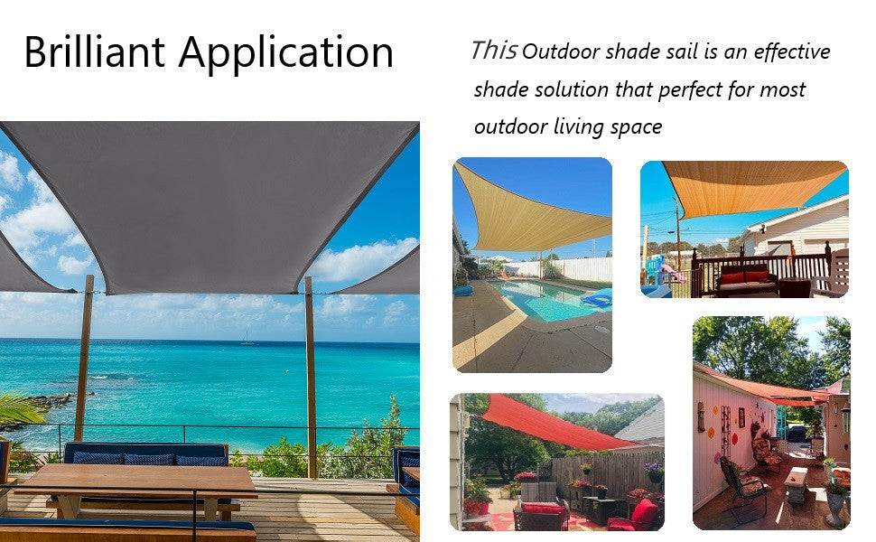 10' x 10' Square Sun Shade Sail UV Block Canopy for Outdoor,Sand
