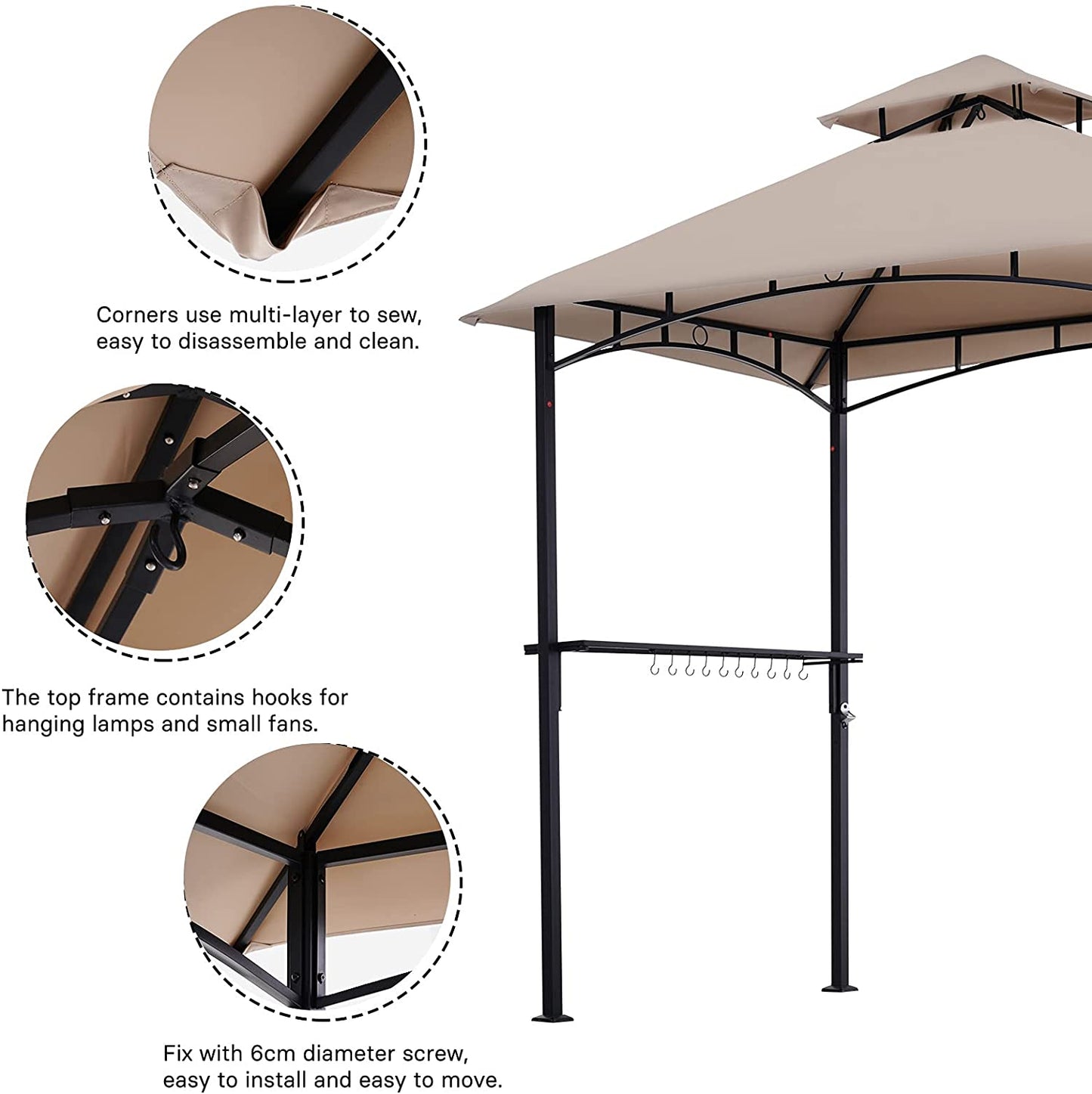 Patio Canopy Shelter for Outdoor BBQ , Water Resistance Tent
