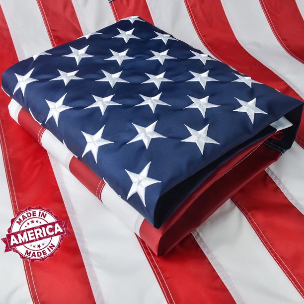 TOPFLAGS American Flag 4x6 Outdoor Made in USA | Heavy Duty | Embroidered Stars | Sewn Stripes | 210D Oxford Nylon | Quadruple Stitched Fly End | Brass Grommets for Easy Display | U.S. Flag