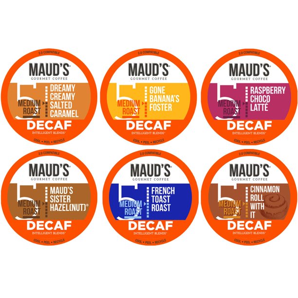 Flavored Decaf Coffee Sampler Variety Pack, 24ct. Recyclable Single Serve Sample Pack Decaf Coffee Pods - 100% Arabica Coffee California Roasted, Keurig Flavored Coffee Decaf K Cups Compatible