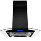 36 in. 700 CFM Ducted Stainless Steel Island Mount Range Hood Tempered Glass with LED Lights-Black