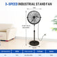 18 Inch Black Pedestal Standing Fan, High Velocity, Heavy Duty Metal