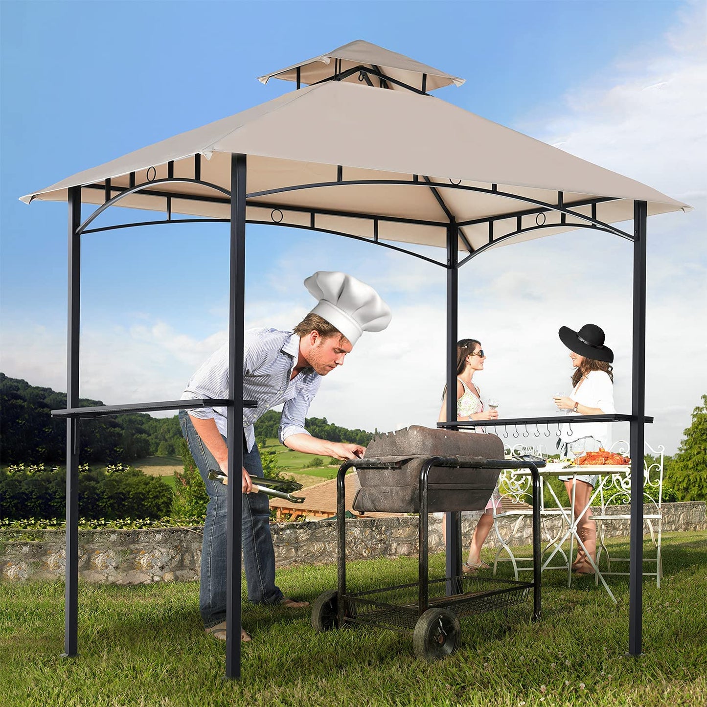 Patio Canopy Shelter for Outdoor BBQ , Water Resistance Tent