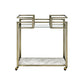 Serving Cart in Clear Glass Faux Marble & Wire Brass Finish