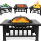 32 inch Outdoor Fire Pit Table Outside Backyard Patio Square Firepit Table