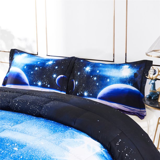 3D Bedding Set 3pc Queen Outer Space Universe Print Comforter Set