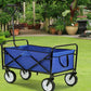 Folding Wagon Garden Shopping Beach Cart (Blue)