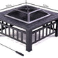 32 inch Outdoor Fire Pit Table Outside Backyard Patio Square Firepit Table