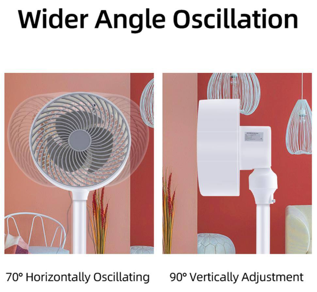 7 Inch Air Circulation Fan, 3 Speeds & 3 Modes, 70° Oscillating Circulating Fan