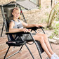 Outdoor Zero Gravity Reclining Lounge Chair With Sun Shade Black+Grey