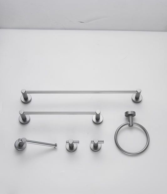 Six-piece Set of Pendants: Long Rod*1, Short Rod*1, Towel Ring*1, Toilet Paper Holder*1, Hook*2