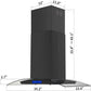 36 in. 700 CFM Ducted Stainless Steel Island Mount Range Hood Tempered Glass with LED Lights-Black