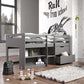 Twin Loft Bed w/Storage, Gray Finish