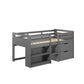 Twin Loft Bed w/Storage, Gray Finish