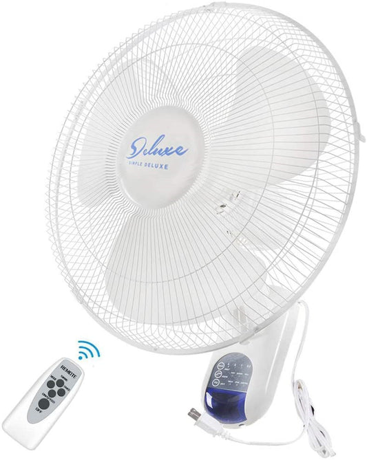 16 Inch White Digital Wall Mount Fan with Remote Control 3 Speed-3 Oscillating Modes