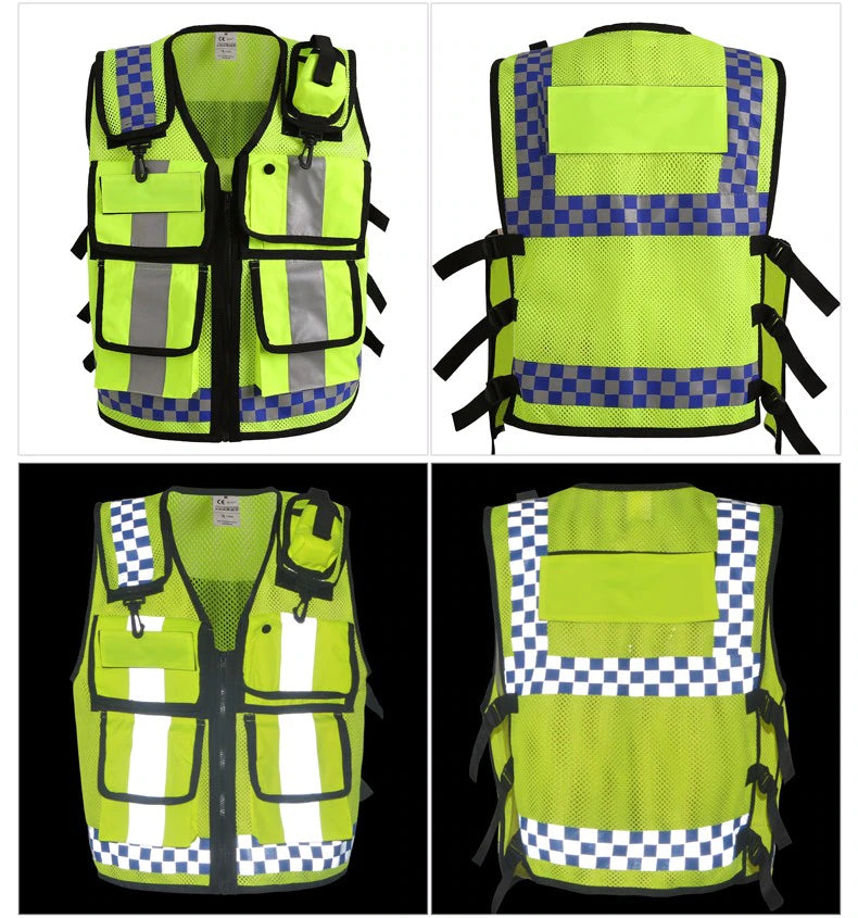 Motorcycle Cycling Reflective Vest Cloth Safety High Visible Jacket Vest Traffic Police Reflective Vest