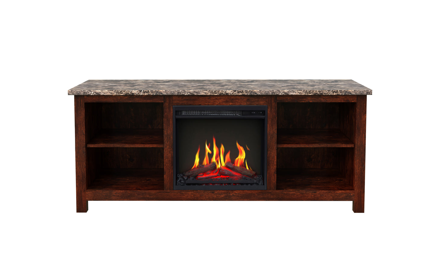 48 inch TV Stand Console With Media Shelves & Fireplace,Brown