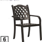 2 Stackable Outdoor Patio Dining Chairs, Rust-Free Cast Aluminum Frame Chair