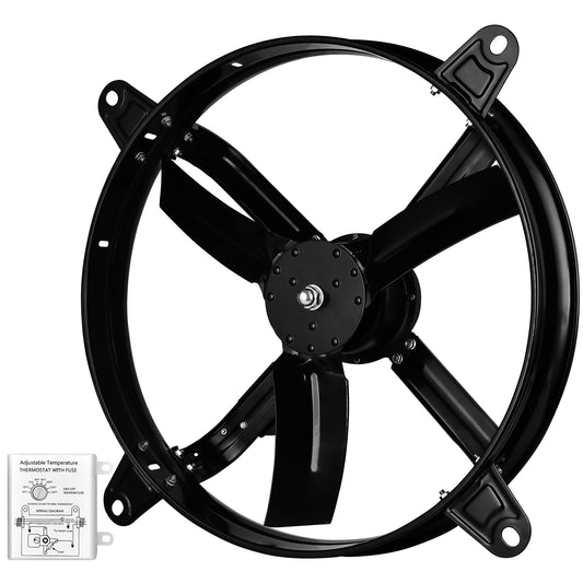 Black Gable Thermostatic Ventilator, Temperature Adjustable, 1239 CFM