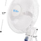 16 Inch White Digital Wall Mount Fan with Remote Control 3 Speed-3 Oscillating Modes