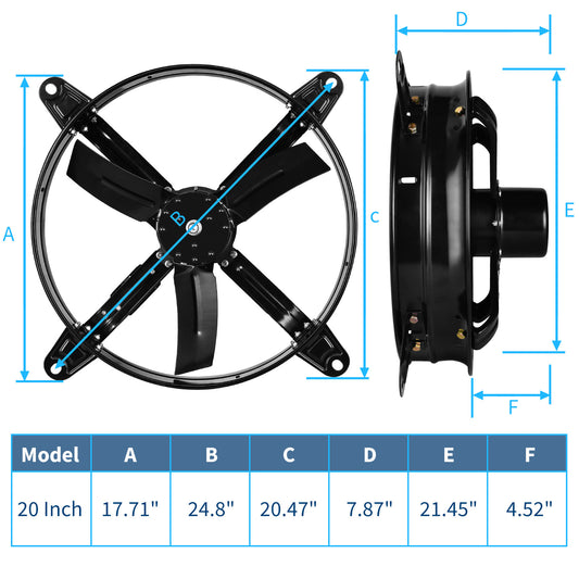 Black Gable Thermostatic Ventilator, Temperature Adjustable, 1239 CFM