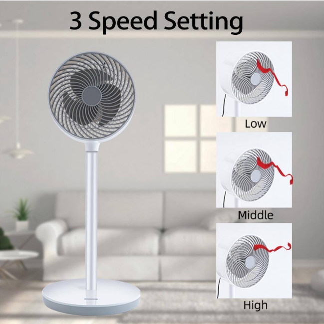 7 Inch Air Circulation Fan, 3 Speeds & 3 Modes, 70° Oscillating Circulating Fan