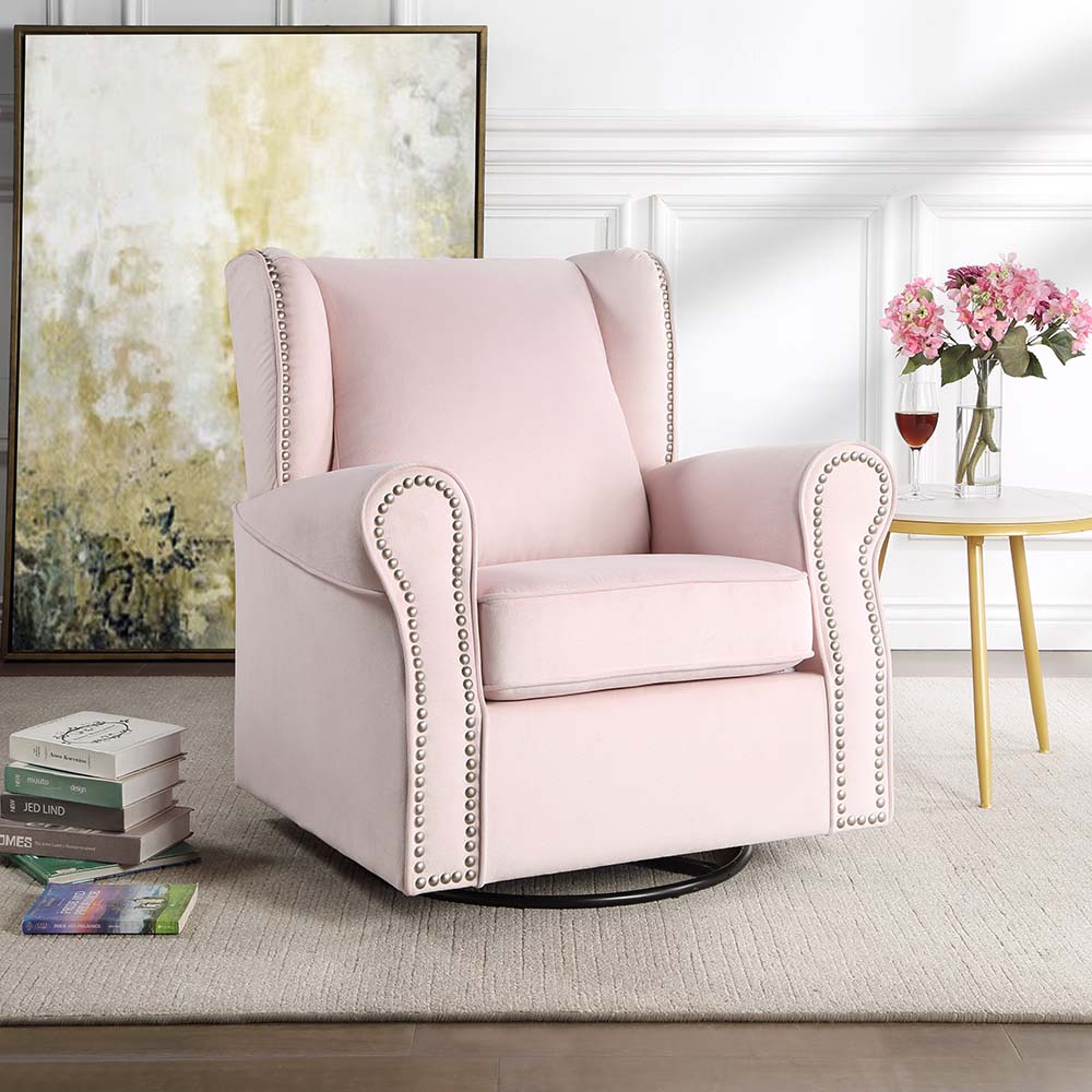 Swivel Chair w/Glider , Pink Fabric