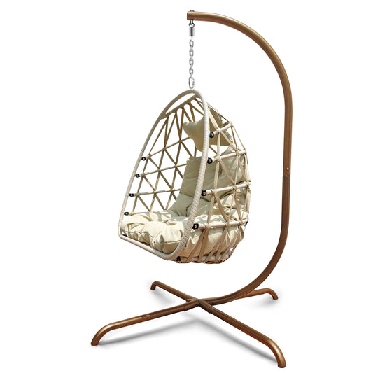 Swing Egg Chair Stand Indoor Outdoor Wicker Rattan Patio Basket Hanging Chair with C Type bracket