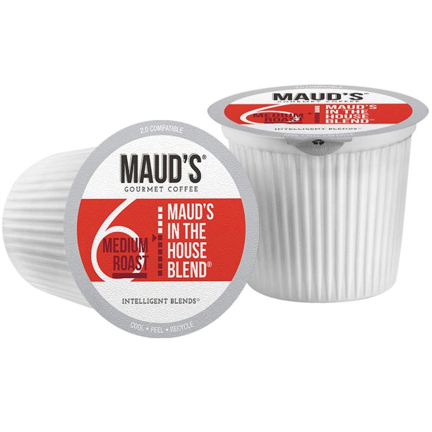 Maud's Medium Dark Roast Coffee (In The House Blend), 100ct. Solar Energy Produced Recyclable Single Serve Medium Dark Roast Coffee Pods – 100% Arabica Coffee California Roasted, KCup Compatible