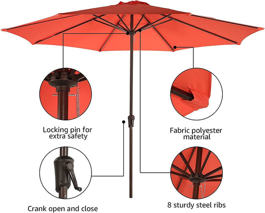 11' Patio Umbrella with 8 Steel Ribs and Crank