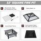 32 inch Outdoor Fire Pit Table Outside Backyard Patio Square Firepit Table